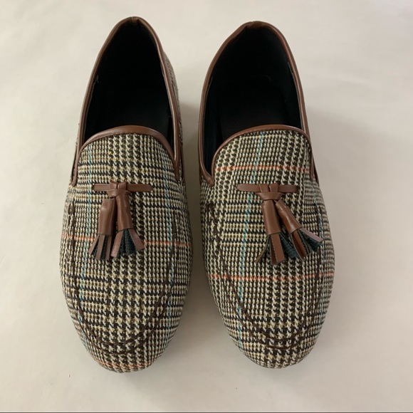 Saddle Brown Crosshatch Loafers men's size 9 - Picture 3 of 9